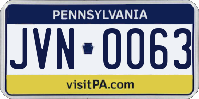 PA license plate JVN0063