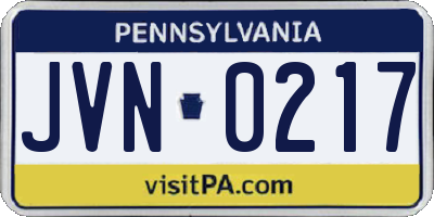 PA license plate JVN0217