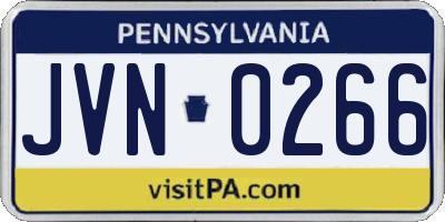 PA license plate JVN0266