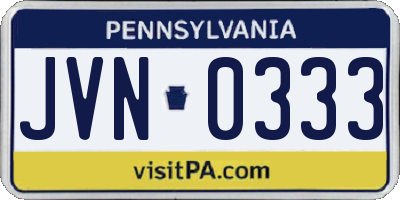 PA license plate JVN0333