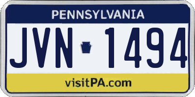 PA license plate JVN1494