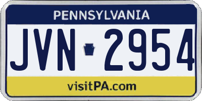 PA license plate JVN2954
