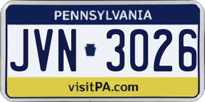 PA license plate JVN3026
