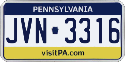 PA license plate JVN3316