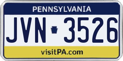 PA license plate JVN3526