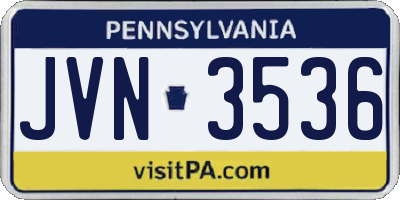 PA license plate JVN3536