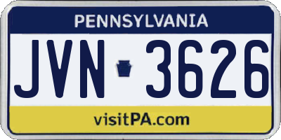 PA license plate JVN3626