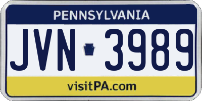 PA license plate JVN3989