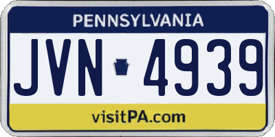 PA license plate JVN4939