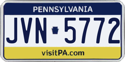 PA license plate JVN5772