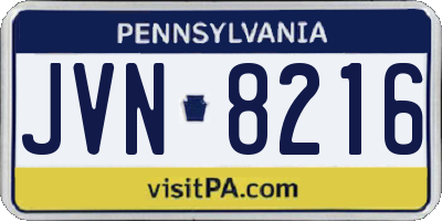 PA license plate JVN8216
