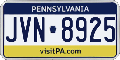 PA license plate JVN8925