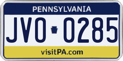 PA license plate JVO0285