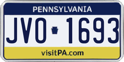 PA license plate JVO1693