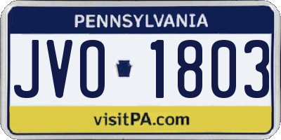 PA license plate JVO1803