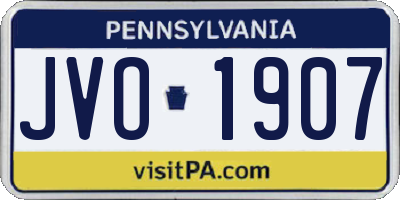 PA license plate JVO1907