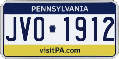 PA license plate JVO1912