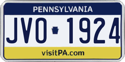 PA license plate JVO1924