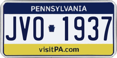 PA license plate JVO1937