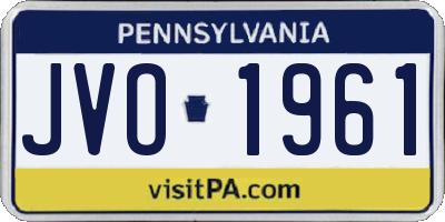 PA license plate JVO1961