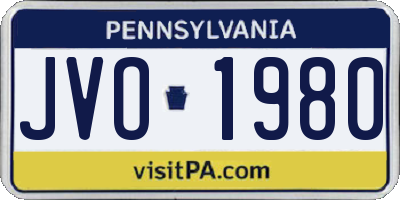 PA license plate JVO1980