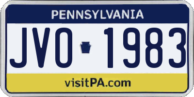 PA license plate JVO1983