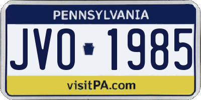 PA license plate JVO1985