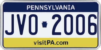 PA license plate JVO2006