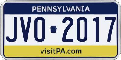 PA license plate JVO2017