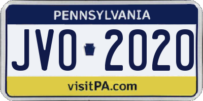 PA license plate JVO2020
