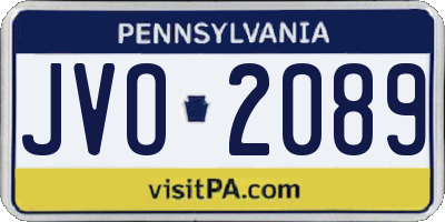PA license plate JVO2089