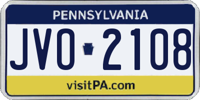 PA license plate JVO2108