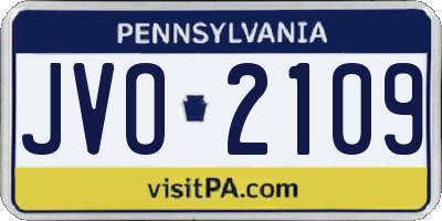 PA license plate JVO2109