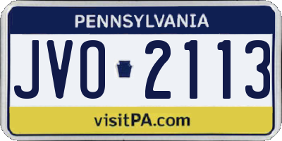 PA license plate JVO2113