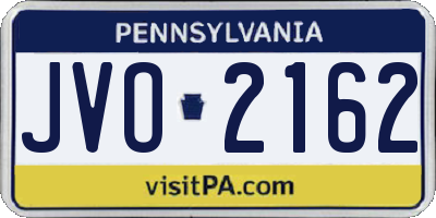 PA license plate JVO2162