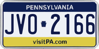 PA license plate JVO2166