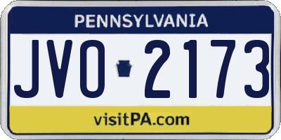 PA license plate JVO2173