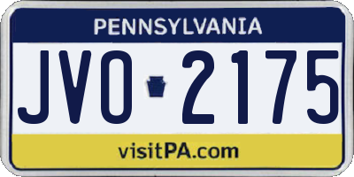 PA license plate JVO2175
