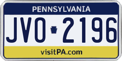 PA license plate JVO2196