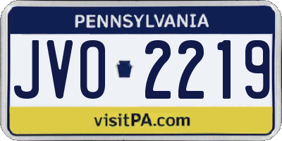 PA license plate JVO2219