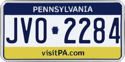 PA license plate JVO2284