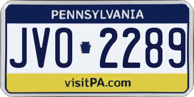 PA license plate JVO2289