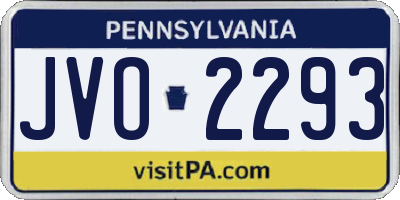 PA license plate JVO2293