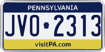 PA license plate JVO2313
