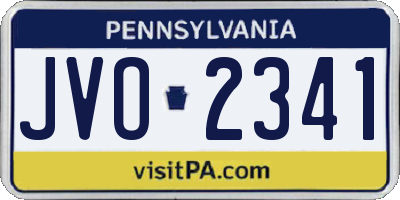 PA license plate JVO2341