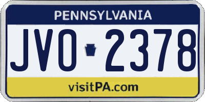 PA license plate JVO2378