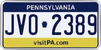 PA license plate JVO2389