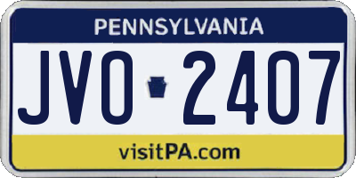PA license plate JVO2407