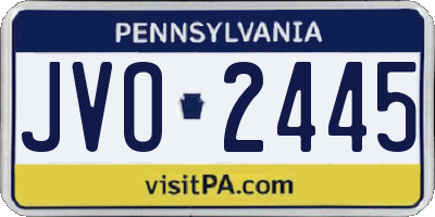 PA license plate JVO2445