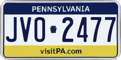 PA license plate JVO2477